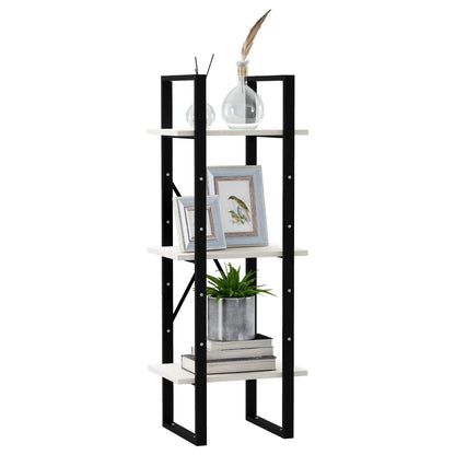 Libreria a 3 Ripiani Bianca 40x30x105 cm Legno Massello di Pino | homemem39