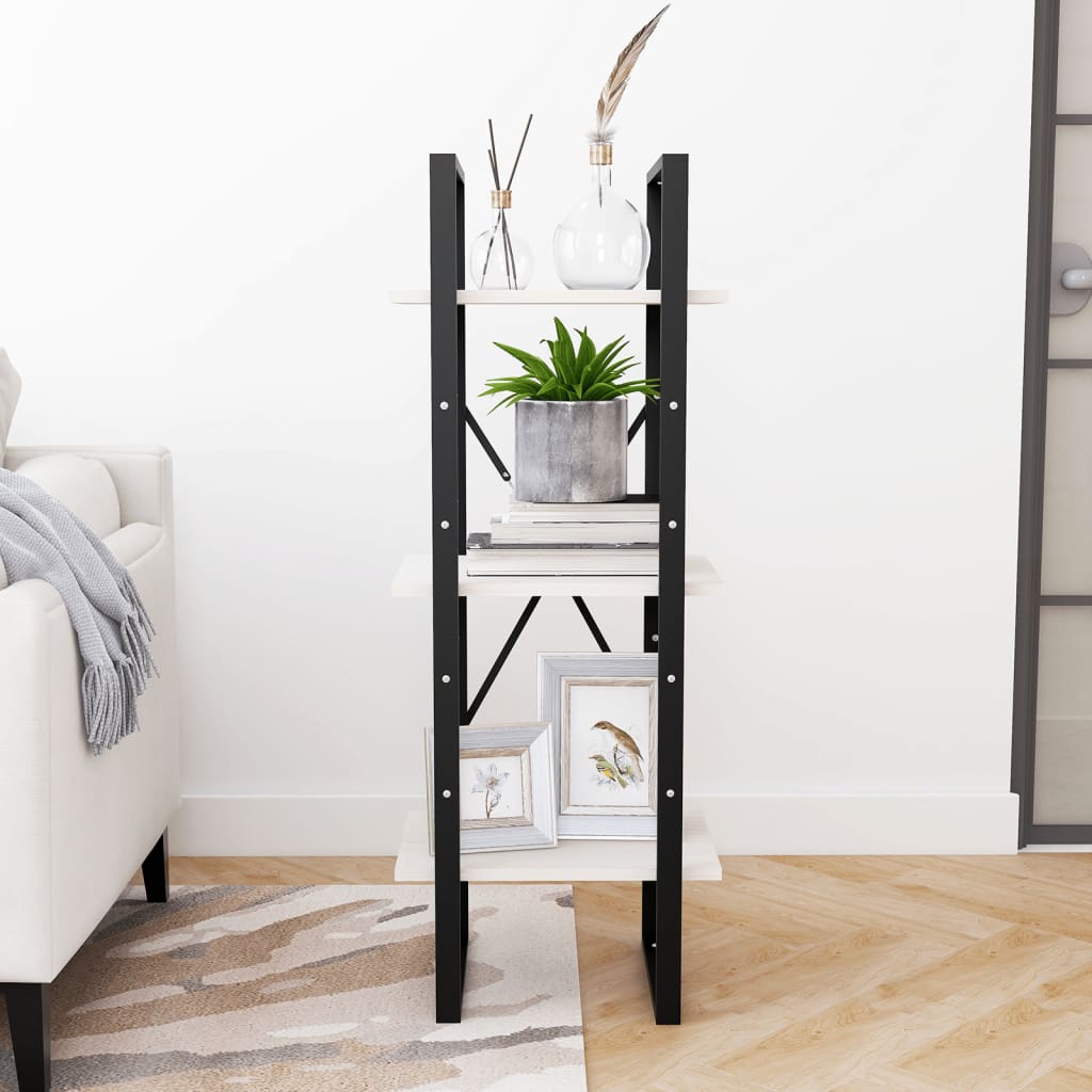 Libreria a 3 Ripiani Bianca 40x30x105 cm Legno Massello di Pino | homemem39