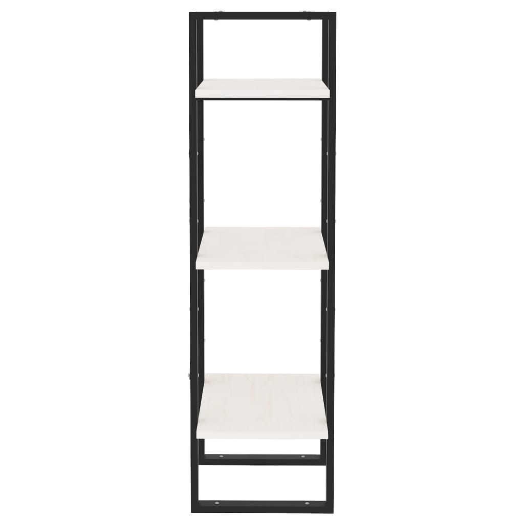 Libreria a 3 Ripiani Bianca 40x30x105 cm Legno Massello di Pino | homemem39