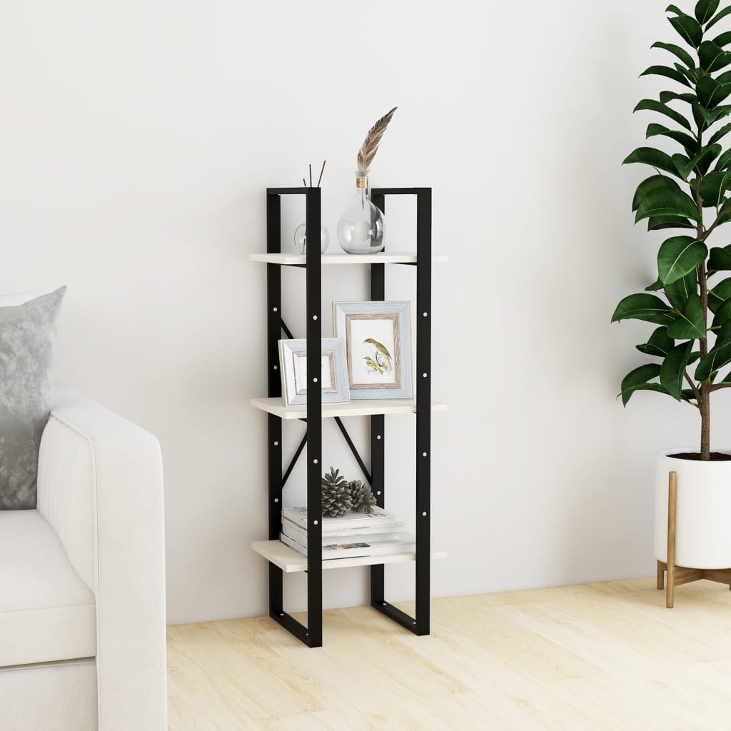 Libreria a 3 Ripiani Bianca 40x30x105 cm Legno Massello di Pino | homemem39