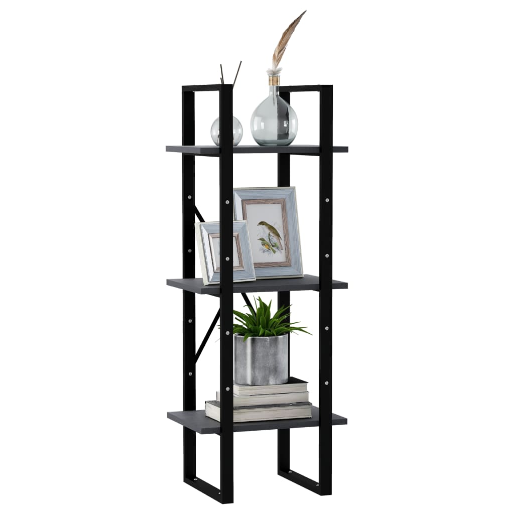 Libreria a 3 Ripiani Grigia 40x30x105 cm in Massello di Pino | homemem39