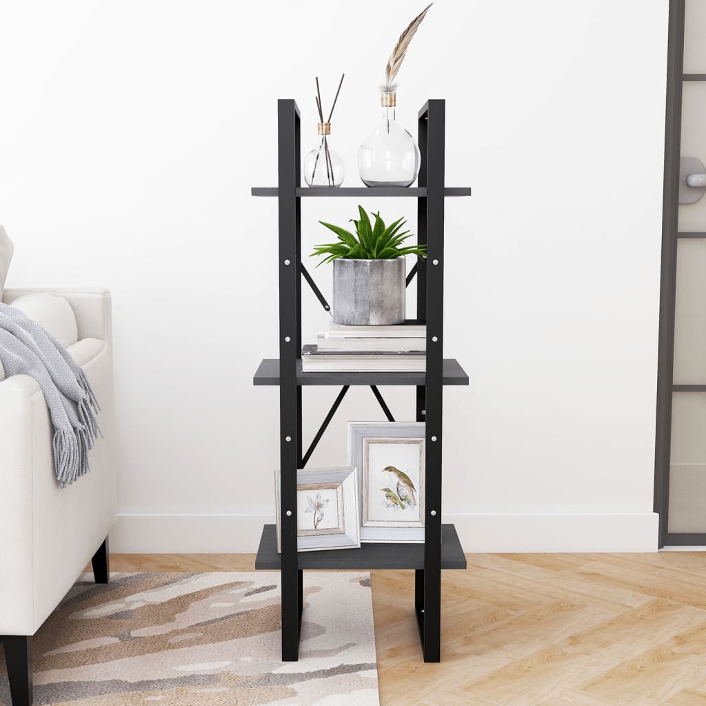 Libreria a 3 Ripiani Grigia 40x30x105 cm in Massello di Pino | homemem39