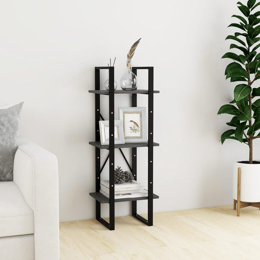 Libreria a 3 Ripiani Grigia 40x30x105 cm in Massello di Pino | homemem39