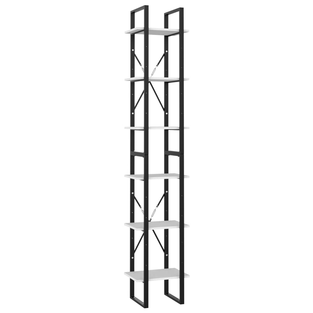Libreria a 6 Ripiani Bianca 40x30x210 cm in Legno Multistrato | homemem39