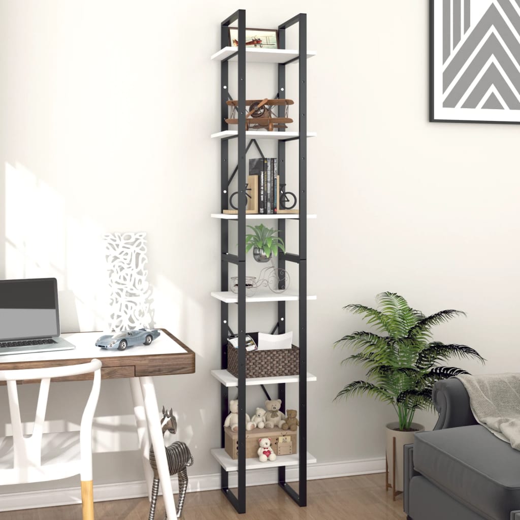 Libreria a 6 Ripiani Bianca 40x30x210 cm in Legno Multistrato | homemem39
