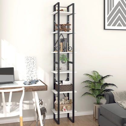 Libreria a 6 Ripiani Bianca 40x30x210 cm in Legno Multistrato | homemem39
