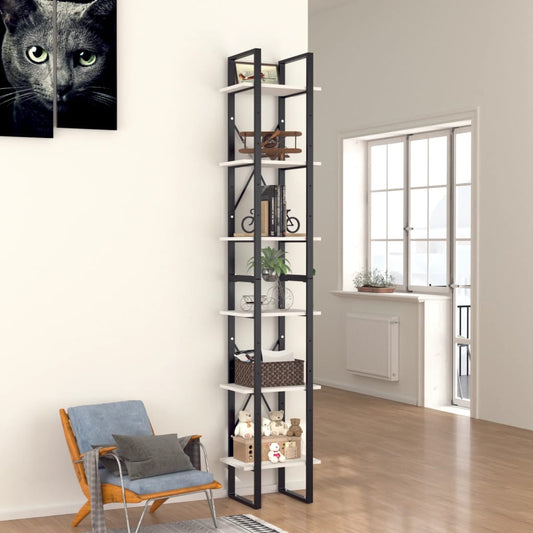 Libreria a 6 Ripiani Bianca 40x30x210 cm in Legno Multistrato | homemem39