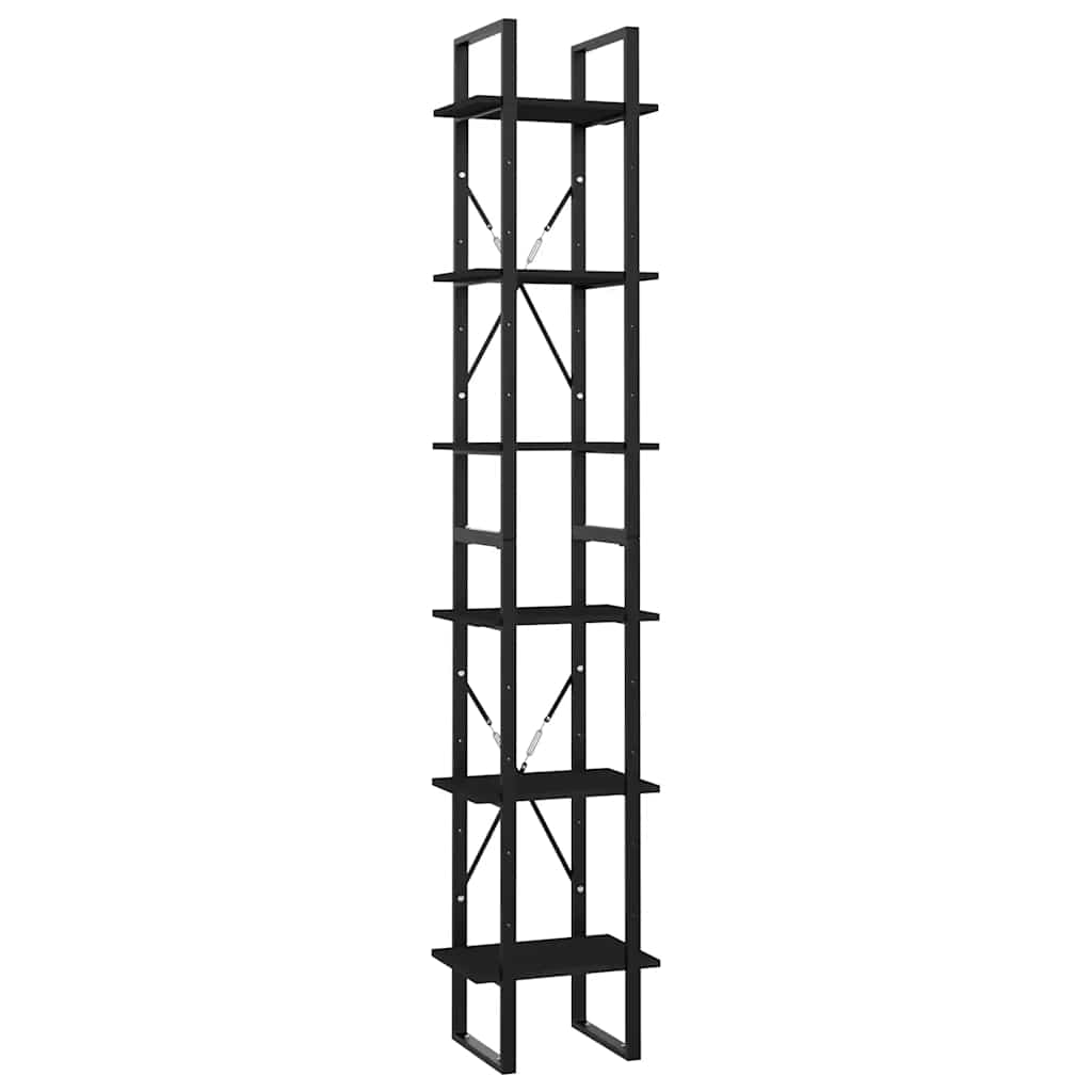 Libreria a 6 Ripiani Nera 40x30x210 cm in Legno Multistrato