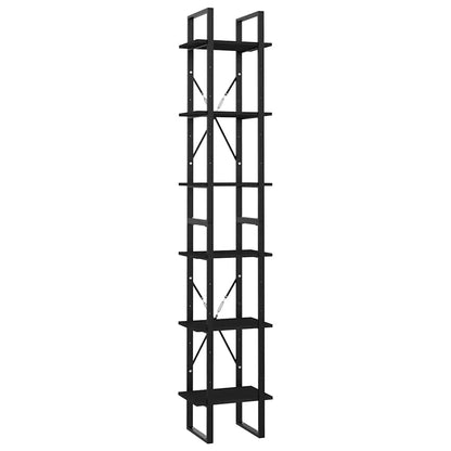 Libreria a 6 Ripiani Nera 40x30x210 cm in Legno Multistrato