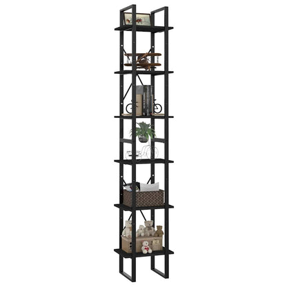Libreria a 6 Ripiani Nera 40x30x210 cm in Legno Multistrato