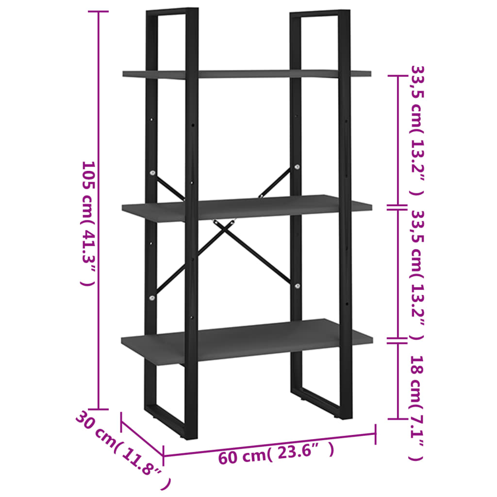 Scaffale Portaoggetti Grigio 60x30x105 cm Legno Multistrato | homemem39
