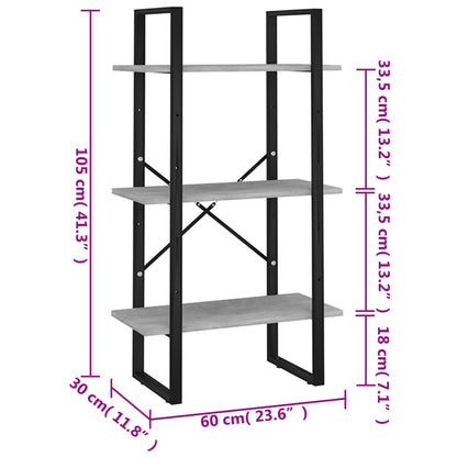 Scaffale Grigio Cemento 60x30x105 cm in Legno Multistrato | homemem39