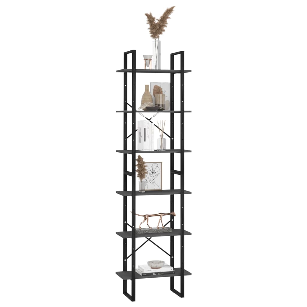 Scaffale Portaoggetti Grigio 60x30x210 cm in Legno Multistrato | homemem39
