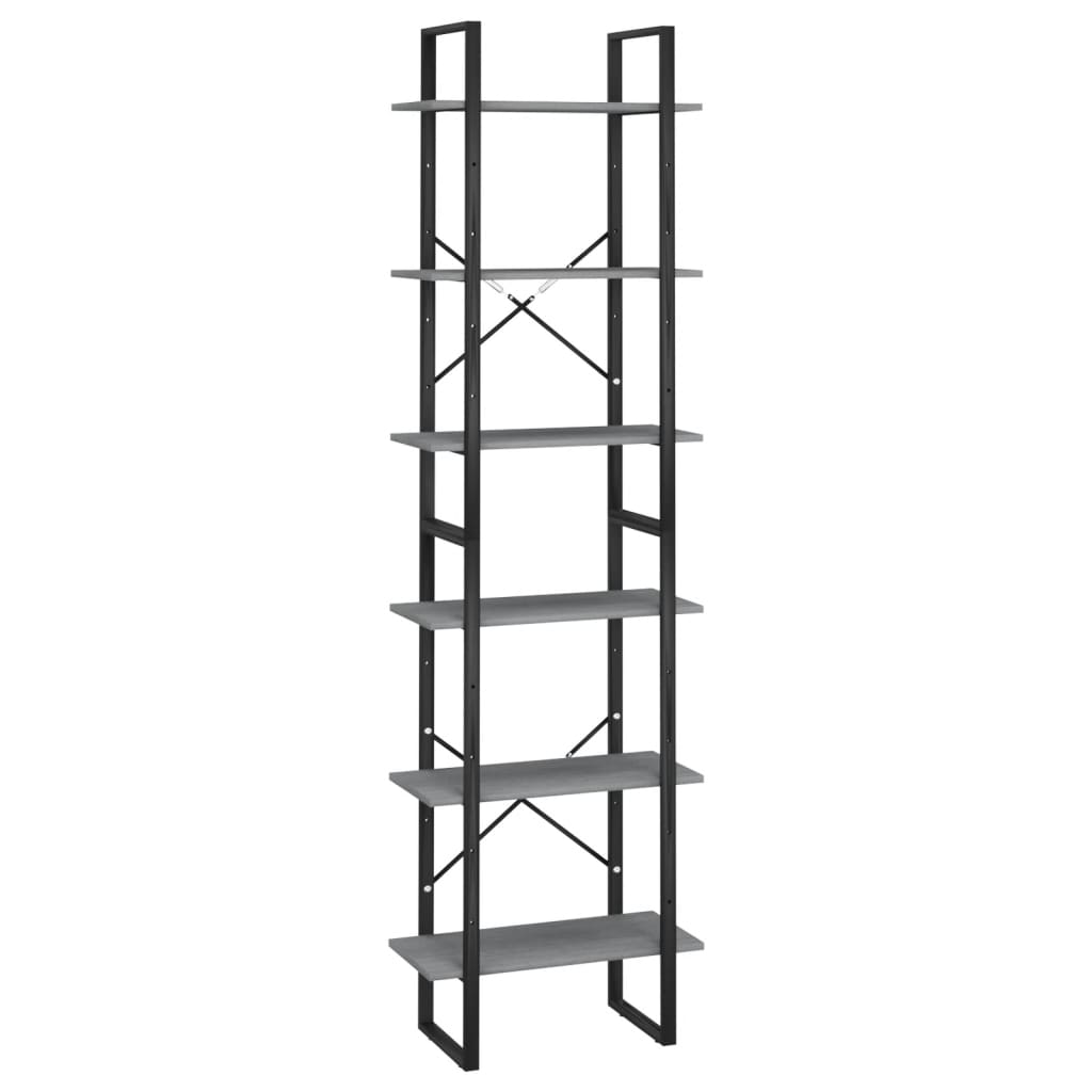 Scaffale Grigio 60x30x210 cm in Legno Massello di Pino | homemem39