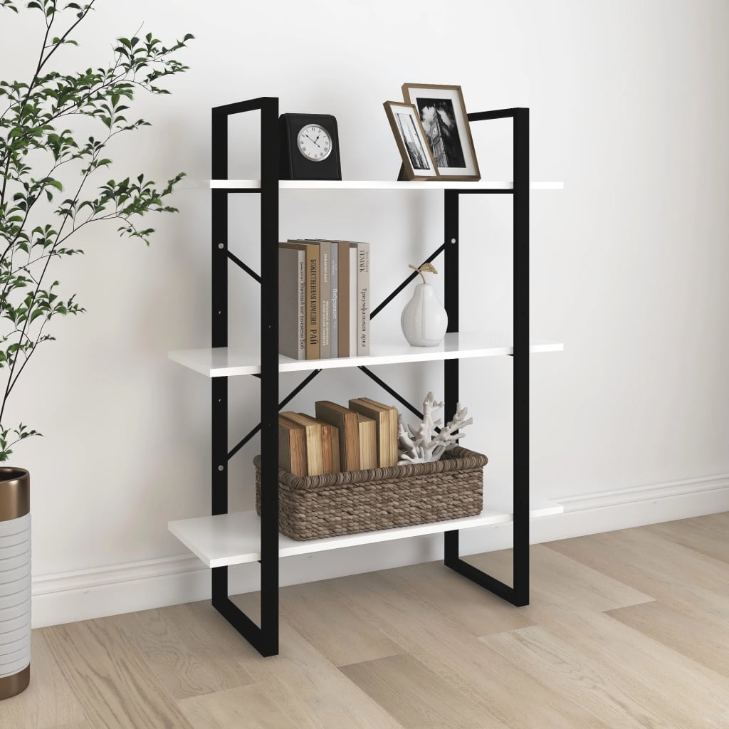 Libreria Bianca 80x30x105 cm in Legno Multistrato | homemem39