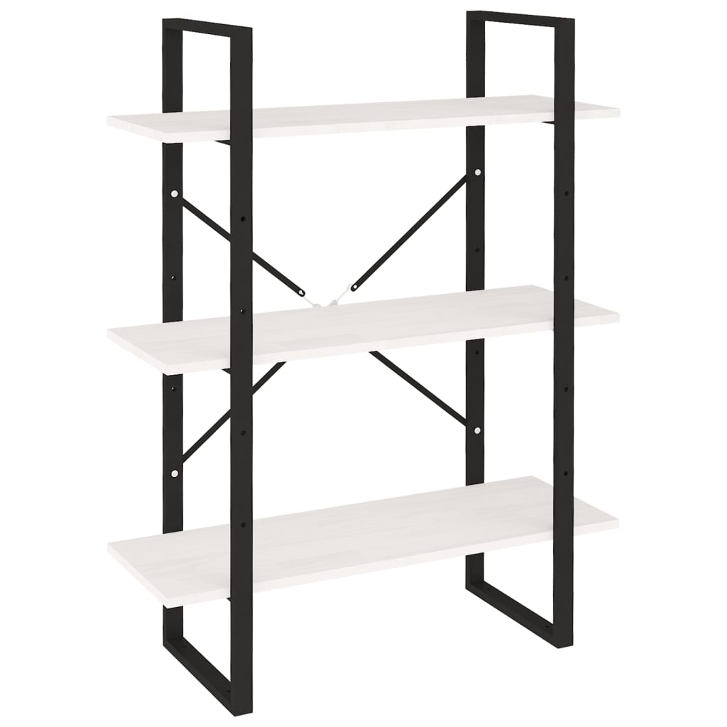 Libreria a 3 Ripiani Bianca 80x30x105 cm in Massello di Pino | homemem39