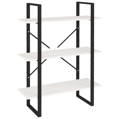 Libreria a 3 Ripiani Bianca 80x30x105 cm in Massello di Pino | homemem39