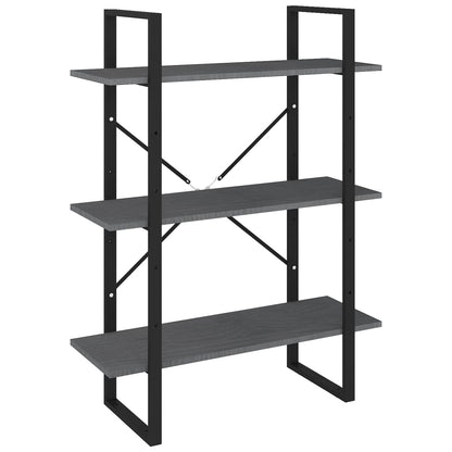 Libreria a 3 Ripiani Grigia 80x30x105 cm in Massello di Pino | homemem39