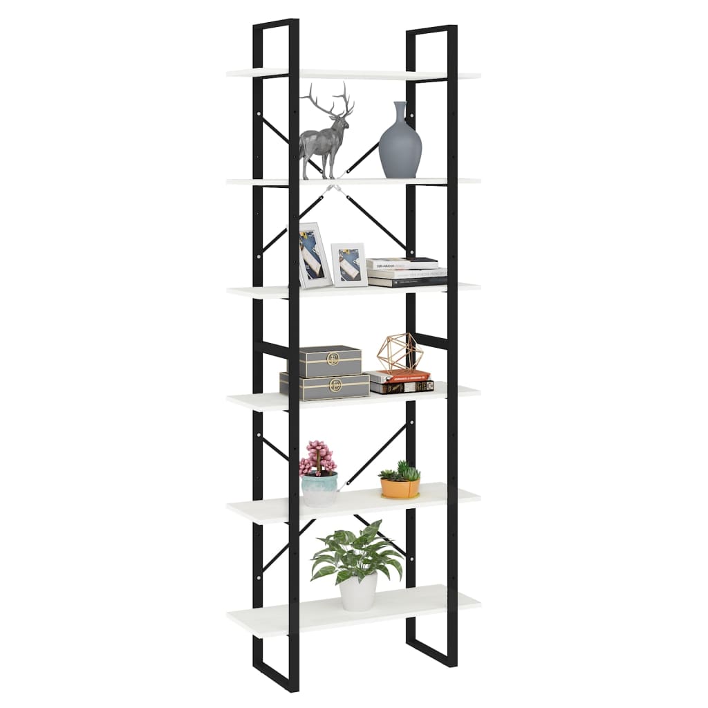 Scaffale Alto Bianco 80x30x210 cm in Legno Massello di Pino | homemem39