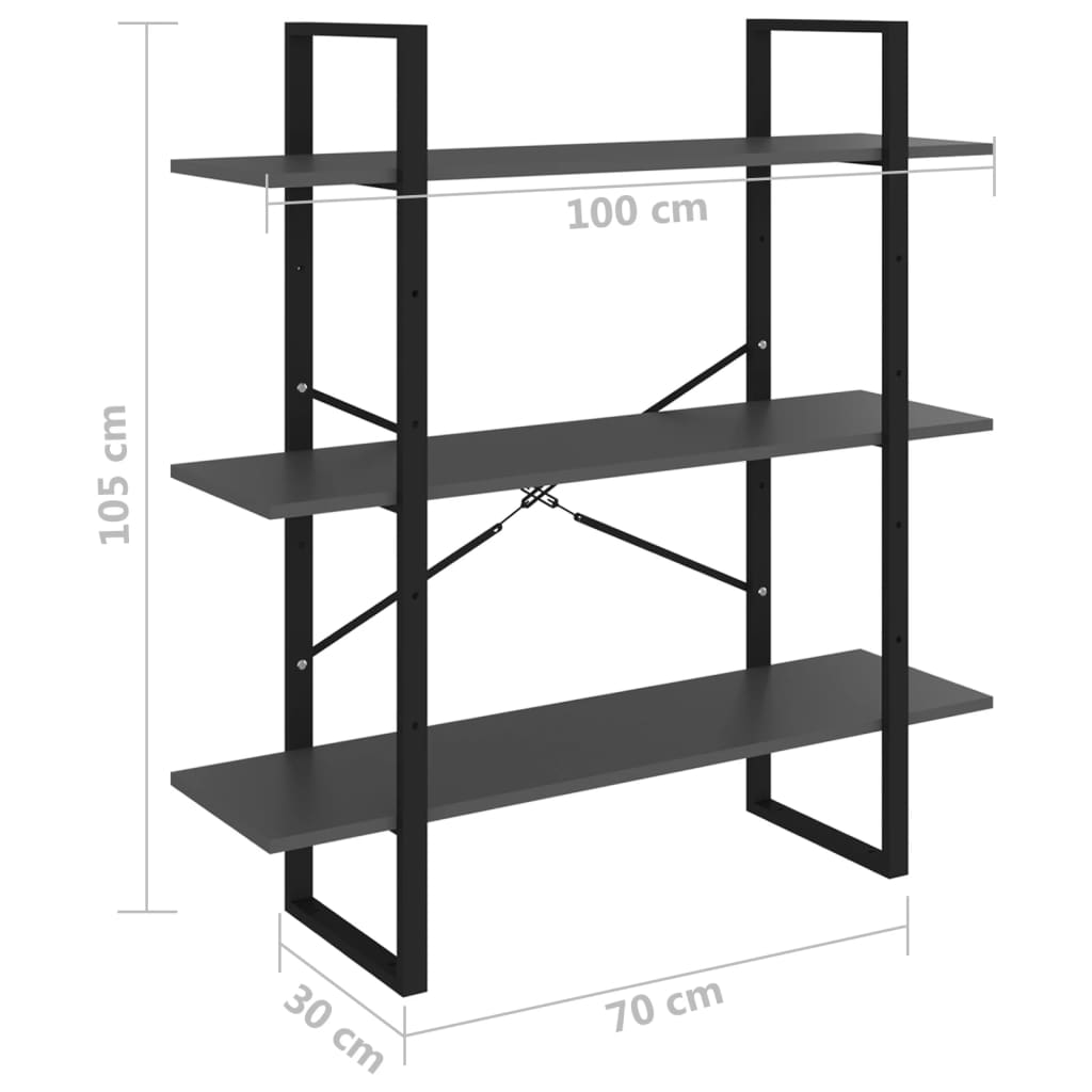 Libreria Grigia 100x30x105 cm in Legno Multistrato | homemem39
