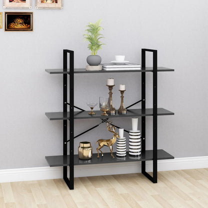 Libreria Grigia 100x30x105 cm in Legno Multistrato | homemem39