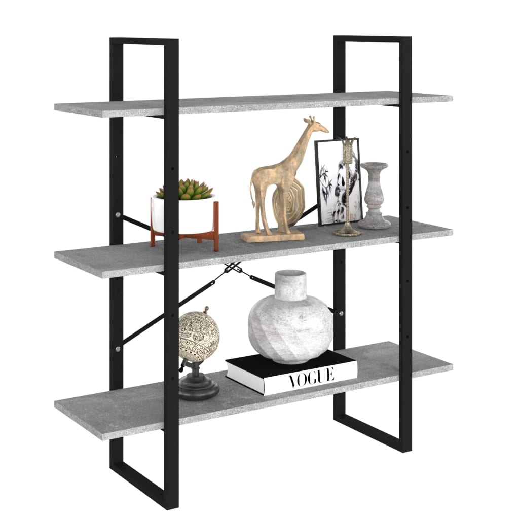 Libreria Grigio Cemento 100x30x105 cm in Legno Multistrato | homemem39