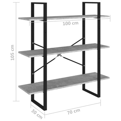 Libreria Grigio Cemento 100x30x105 cm in Legno Multistrato | homemem39