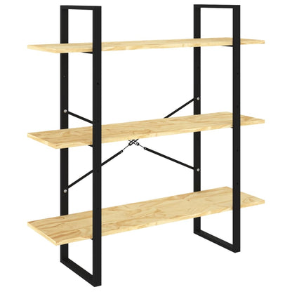 Libreria a 3 Ripiani 100x30x105 cm in Legno Massello di Pino | homemem39
