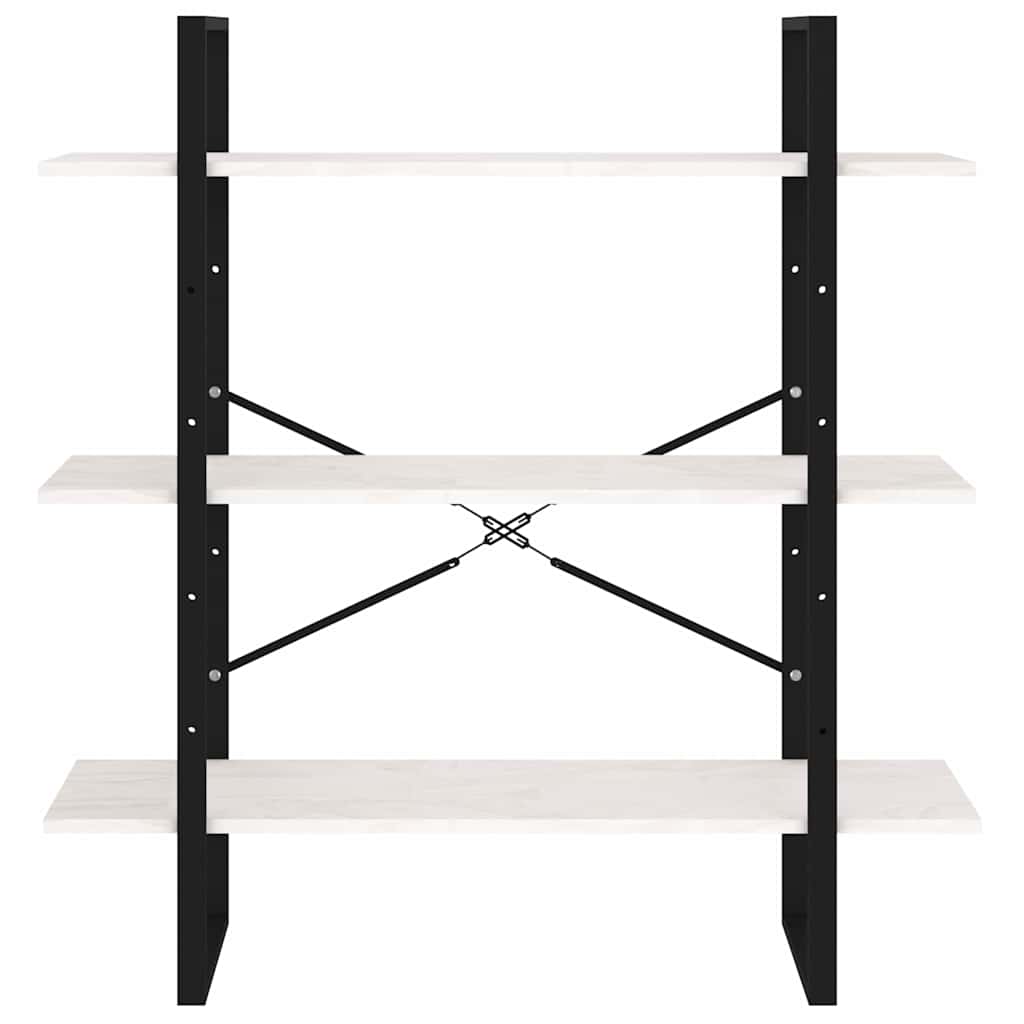 Libreria a 3 Ripiani Bianca 100x30x105 cm in Massello di Pino | homemem39