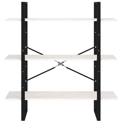 Libreria a 3 Ripiani Bianca 100x30x105 cm in Massello di Pino | homemem39