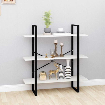 Libreria a 3 Ripiani Bianca 100x30x105 cm in Massello di Pino | homemem39
