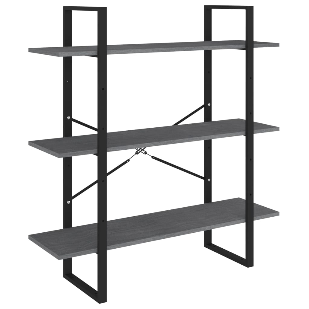 Libreria a 3 Ripiani Grigia 100x30x105 cm in Massello di Pino | homemem39
