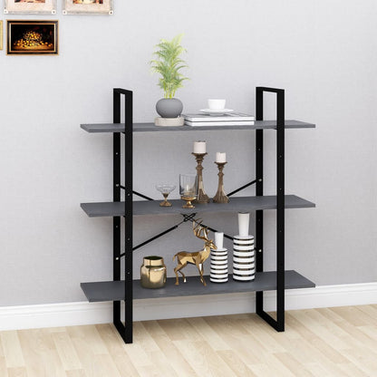 Libreria a 3 Ripiani Grigia 100x30x105 cm in Massello di Pino | homemem39