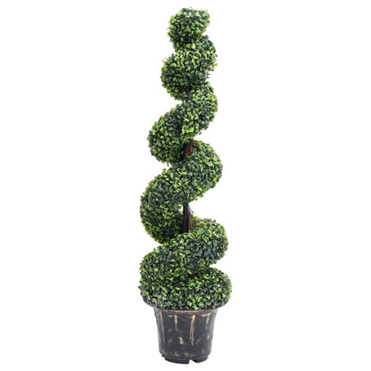 Pianta di Bosso Artificiale a Spirale con Vaso Verde 117 cm - homemem39