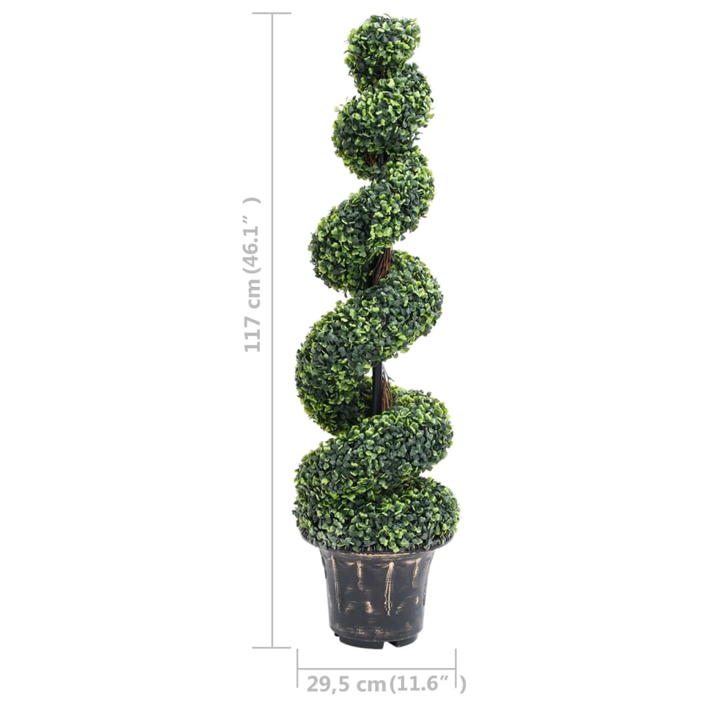 Pianta di Bosso Artificiale a Spirale con Vaso Verde 117 cm - homemem39