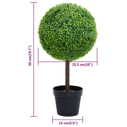 Pianta di Bosso Artificiale a Sfera con Vaso Verde 50 cm | homemem39