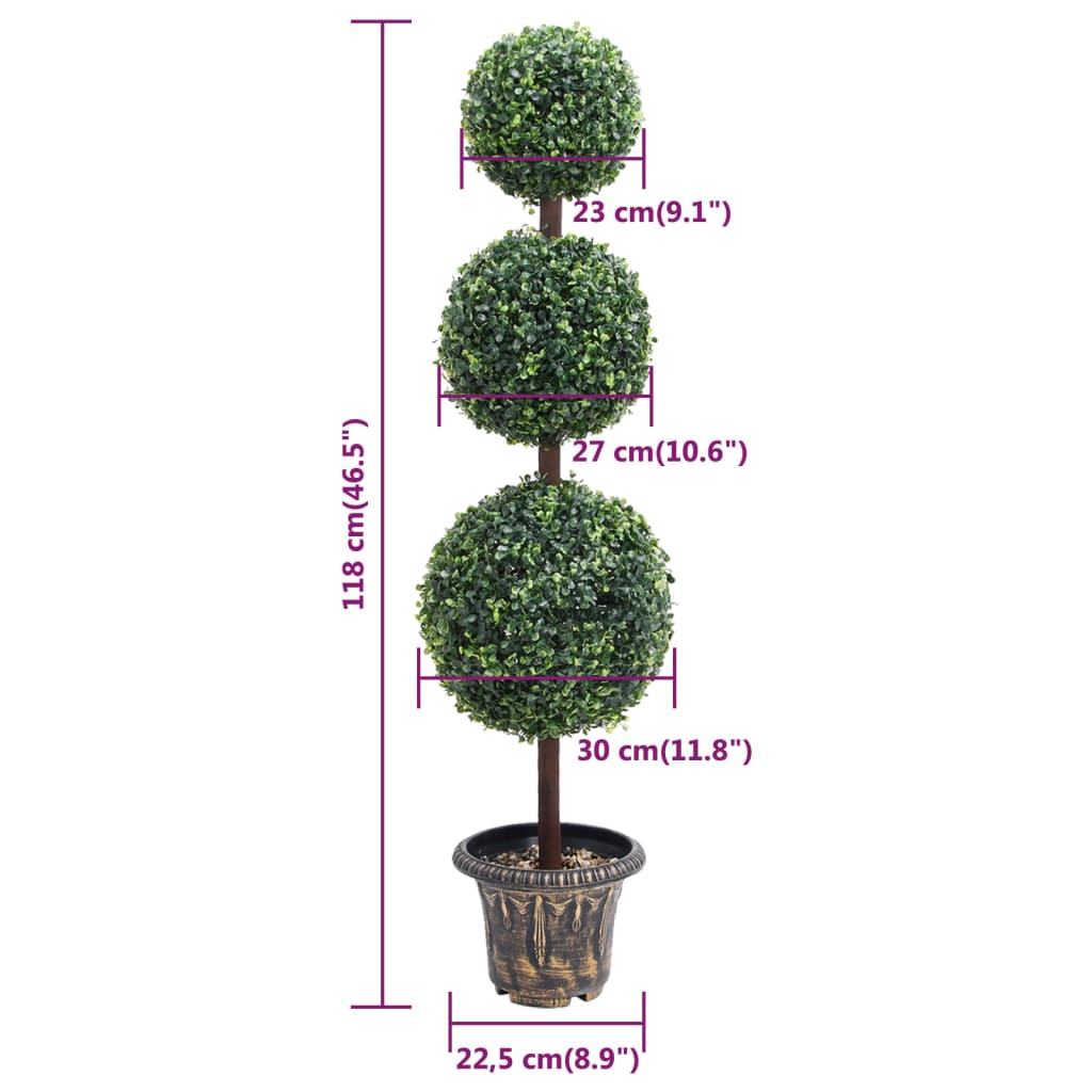 Pianta di Bosso Artificiale a Sfera con Vaso Verde 118 cm | homemem39