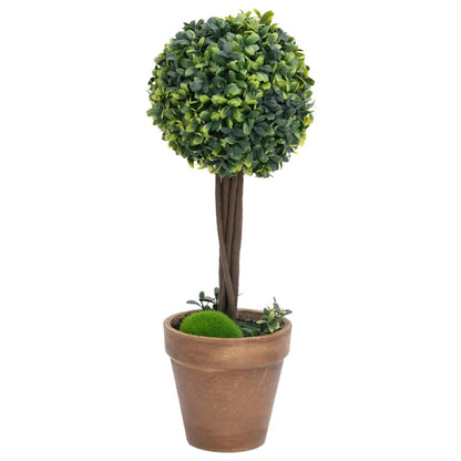 Piante di Bosso Artificiale 2 pz a Sfera con Vaso Verde 33 cm | homemem39