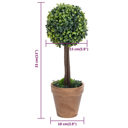 Piante di Bosso Artificiale 2 pz a Sfera con Vaso Verde 33 cm | homemem39