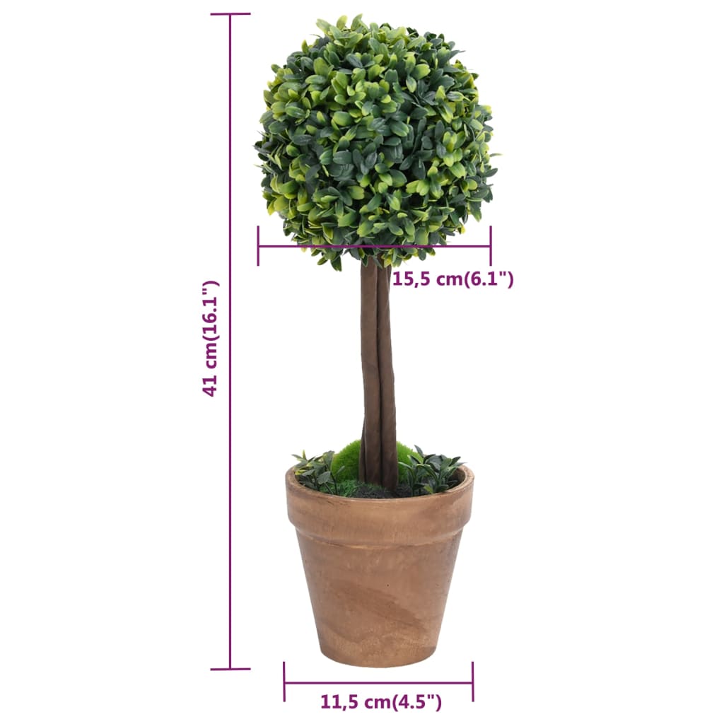 Piante di Bosso Artificiale 2 pz a Sfera con Vaso Verde 41 cm | homemem39