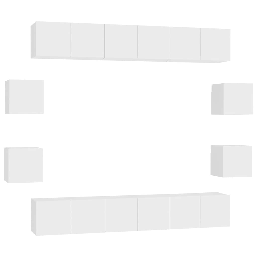 Set Mobili Porta TV 10 pz Bianco in Legno Multistrato | homemem39