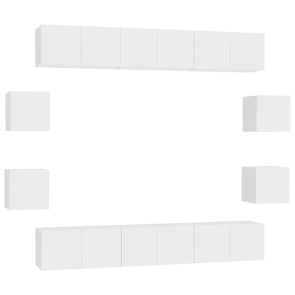 Set Mobili Porta TV 10 pz Bianco in Legno Multistrato | homemem39