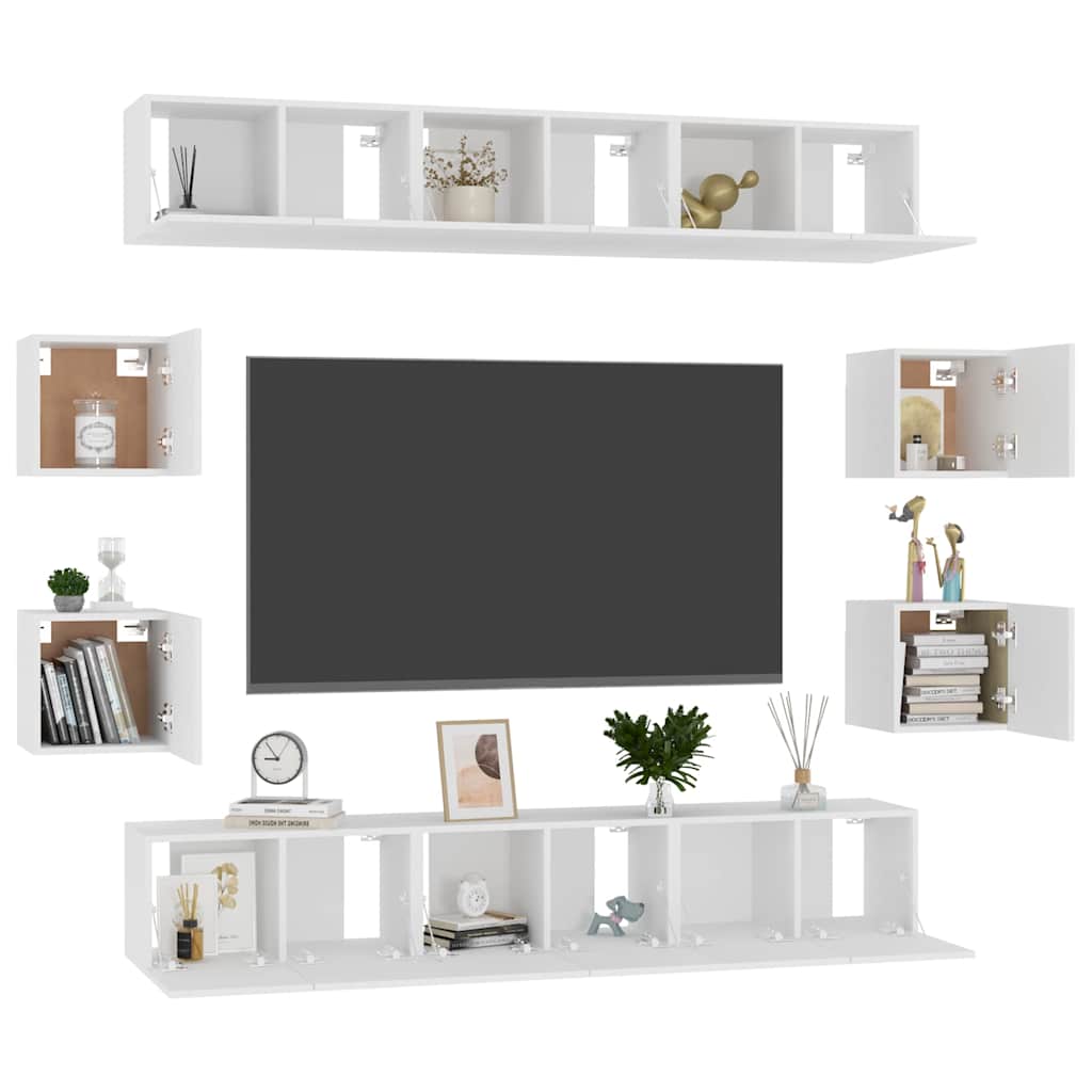 Set Mobili Porta TV 10 pz Bianco in Legno Multistrato | homemem39