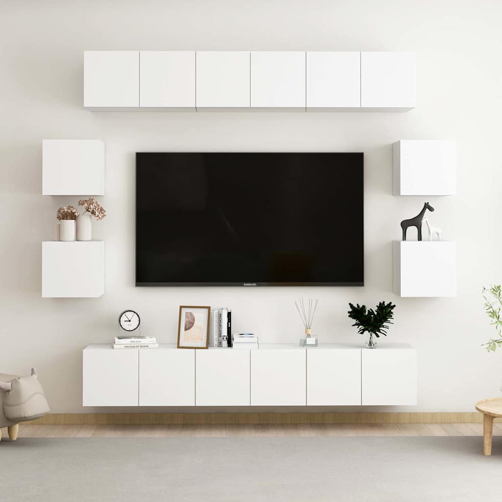 Set Mobili Porta TV 10 pz Bianco in Legno Multistrato | homemem39