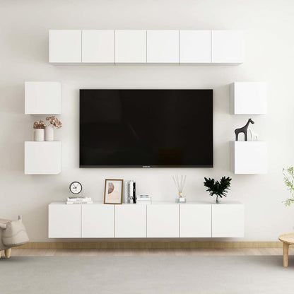Set Mobili Porta TV 10 pz Bianco in Legno Multistrato | homemem39