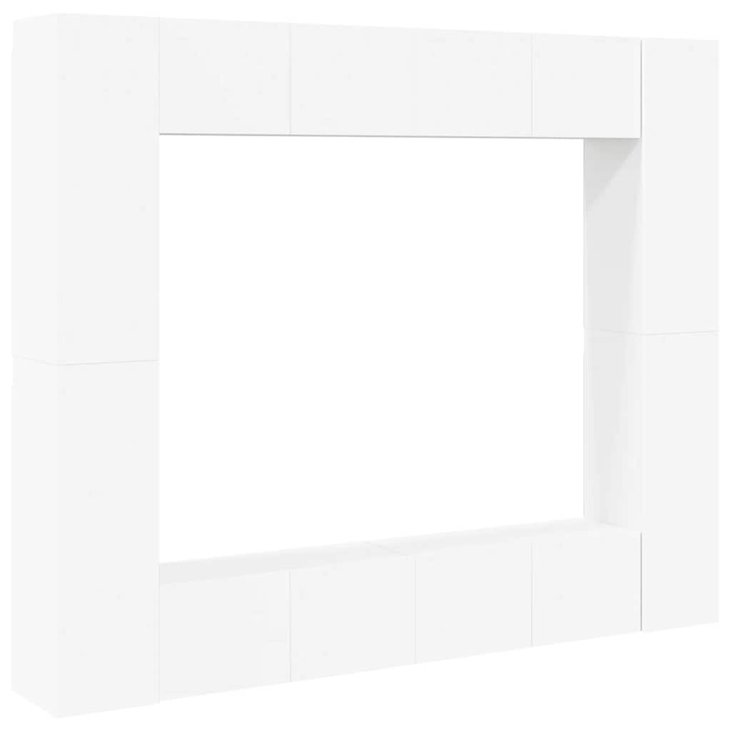 Set Mobili Porta TV 8 pz Bianco in Legno Multistrato