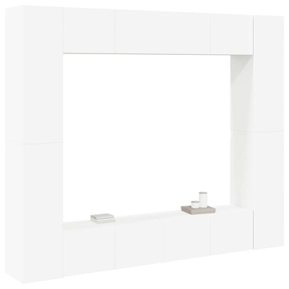 Set Mobili Porta TV 8 pz Bianco in Legno Multistrato