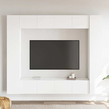 Set Mobili Porta TV 8 pz Bianco in Legno Multistrato