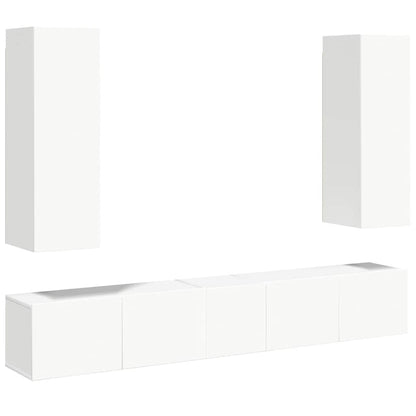 Set di Mobili Porta TV 5 pz Bianco in Legno Multistrato