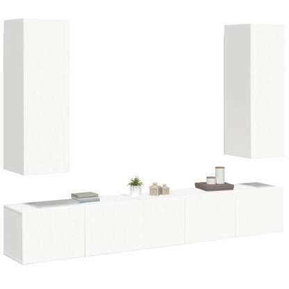 Set di Mobili Porta TV 5 pz Bianco in Legno Multistrato
